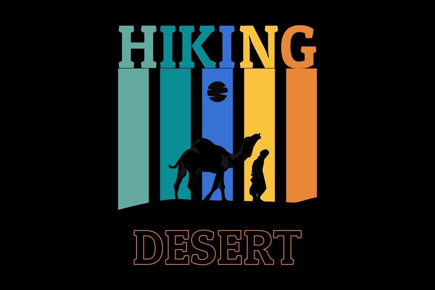 hiking desert silhouette retro design vector