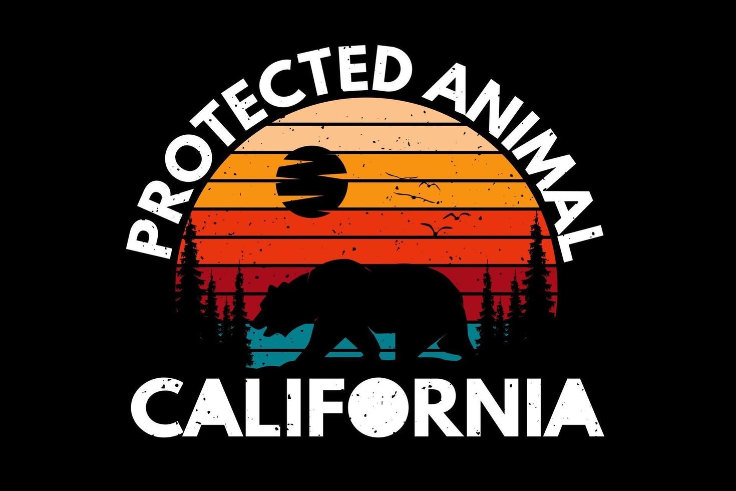 T-shirt design of california protected animal bear pine vector