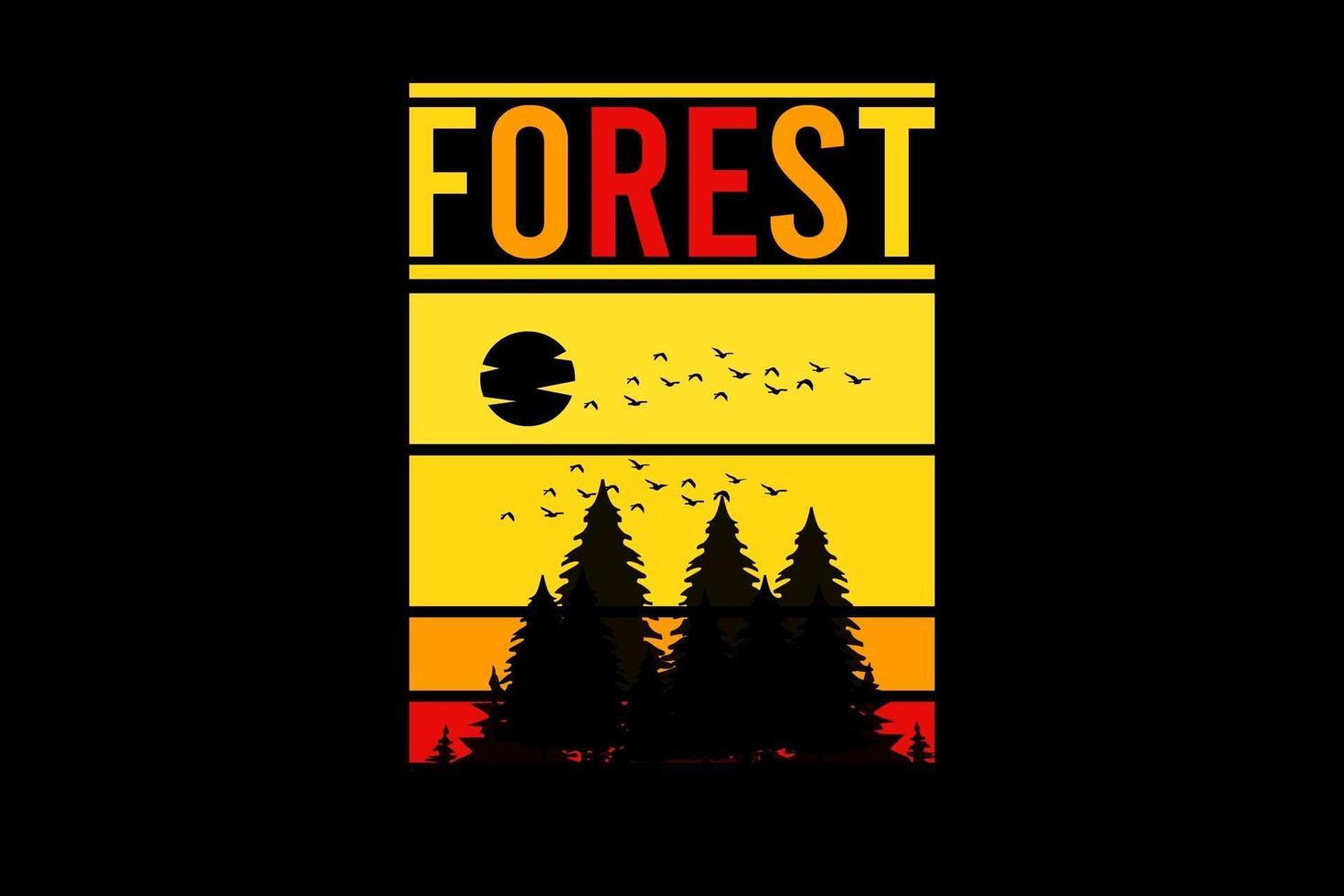 forest silhouette retro design vector