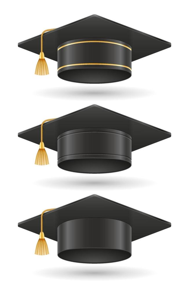 Ilustración de vector de sombrero graduado de la universidad y la academia