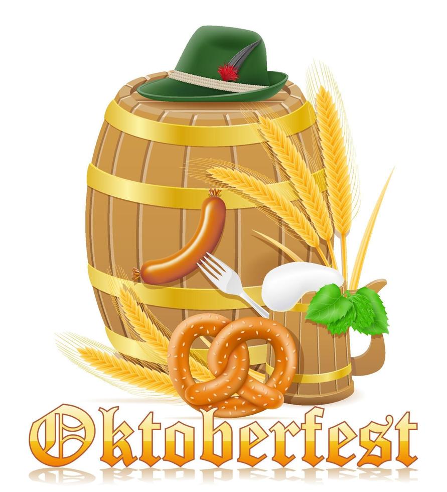 icons objects and design elements for oktoberfest beer festival vector