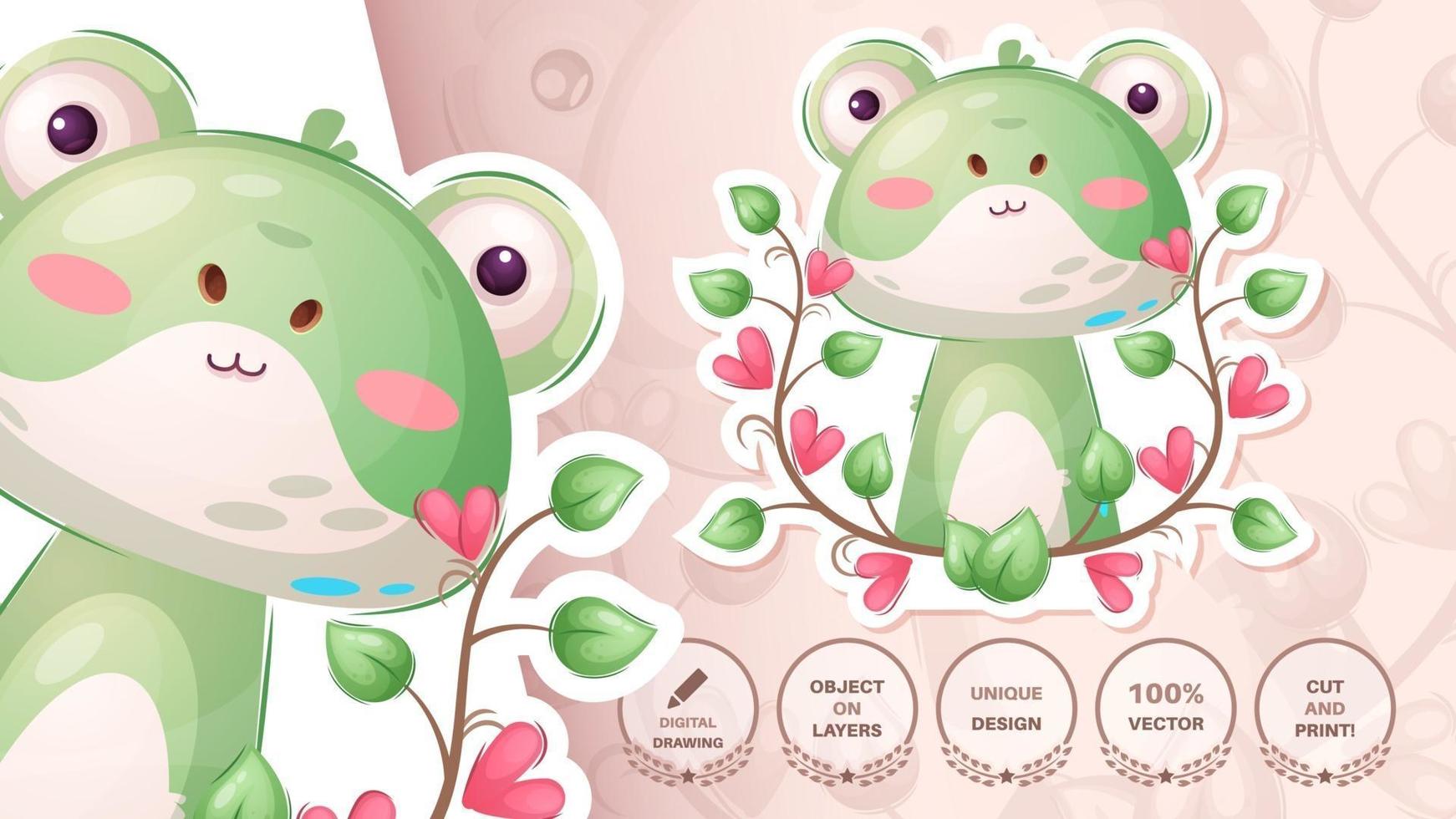 Pretty animal frog - cute sticker vector