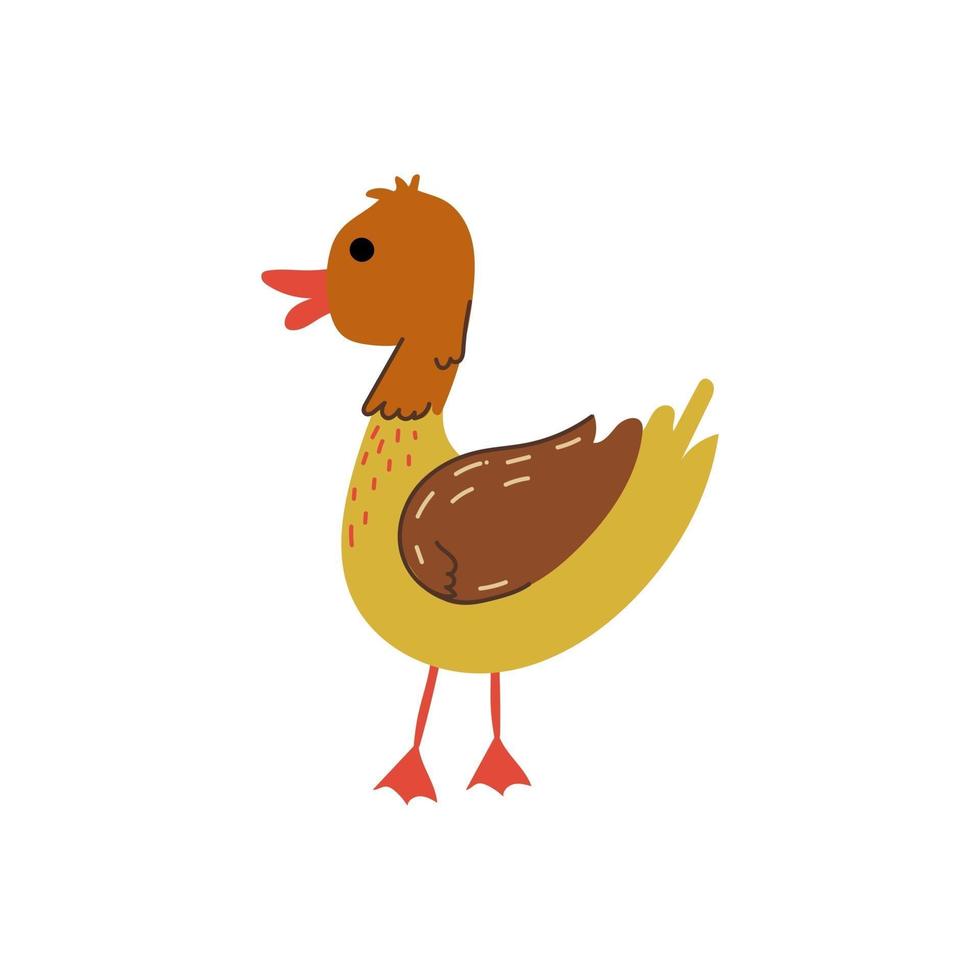 Ilustración del carácter animal del pájaro de la granja del pato. ilustración vectorial vector