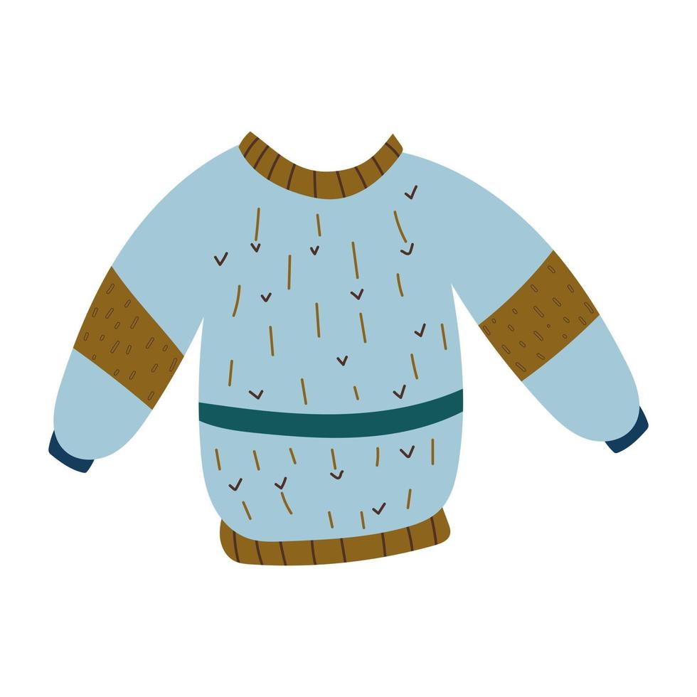 Ilustración de vector de suéter de punto de invierno. prendas de punto de lana de dibujos animados