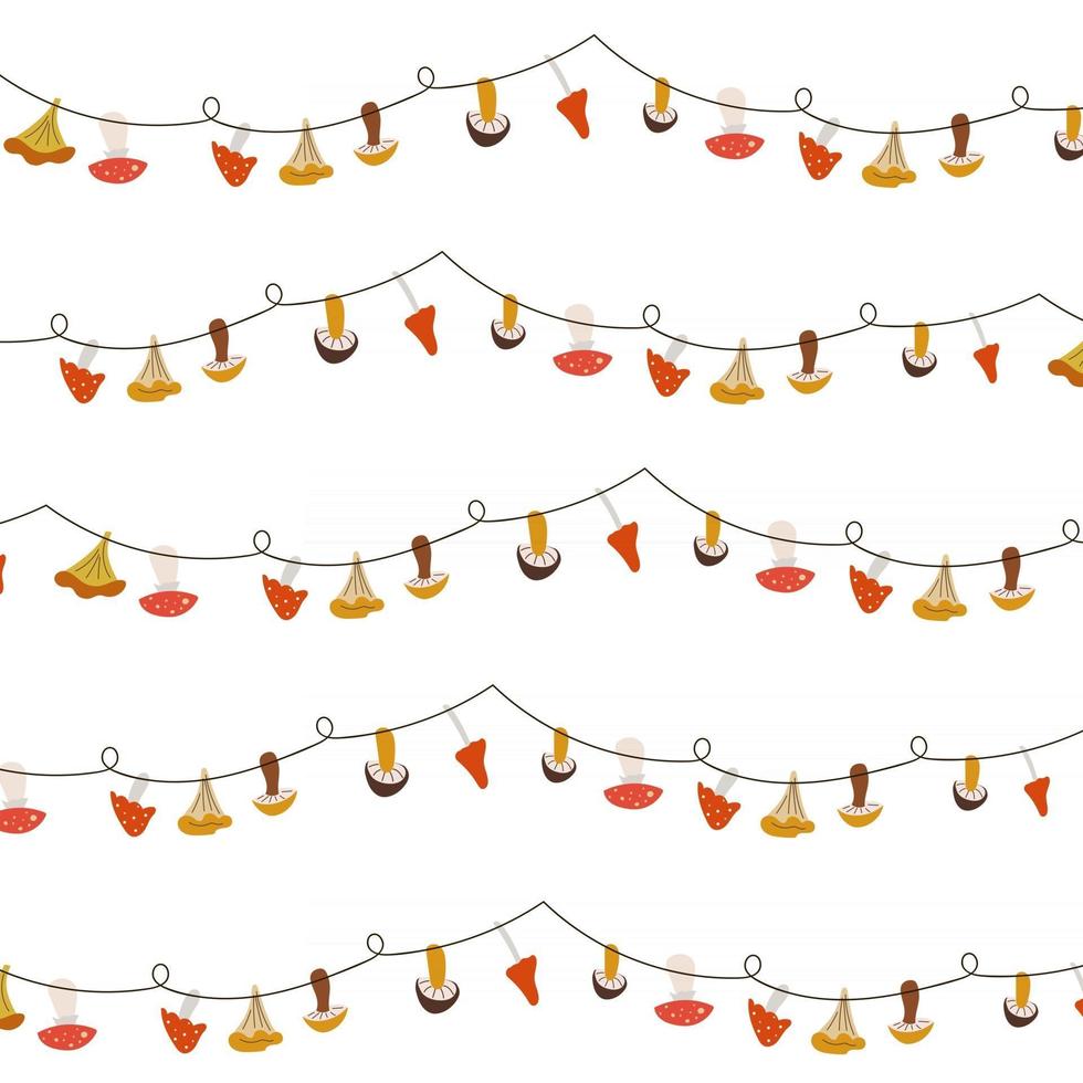 Autumn card with garlands of mushrooms. vector