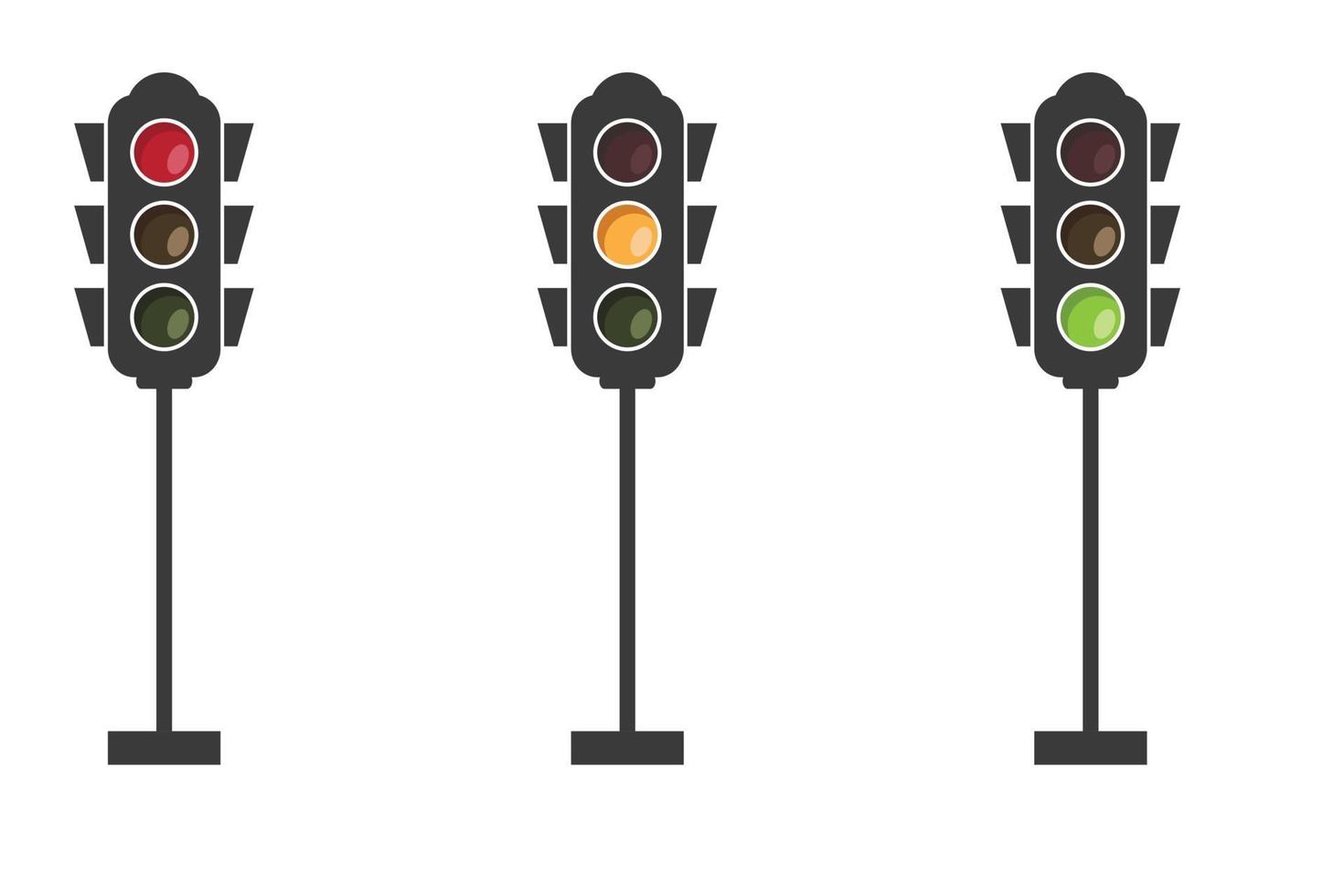 Flat design icon of traffic light signal with red, yellow and green. vector