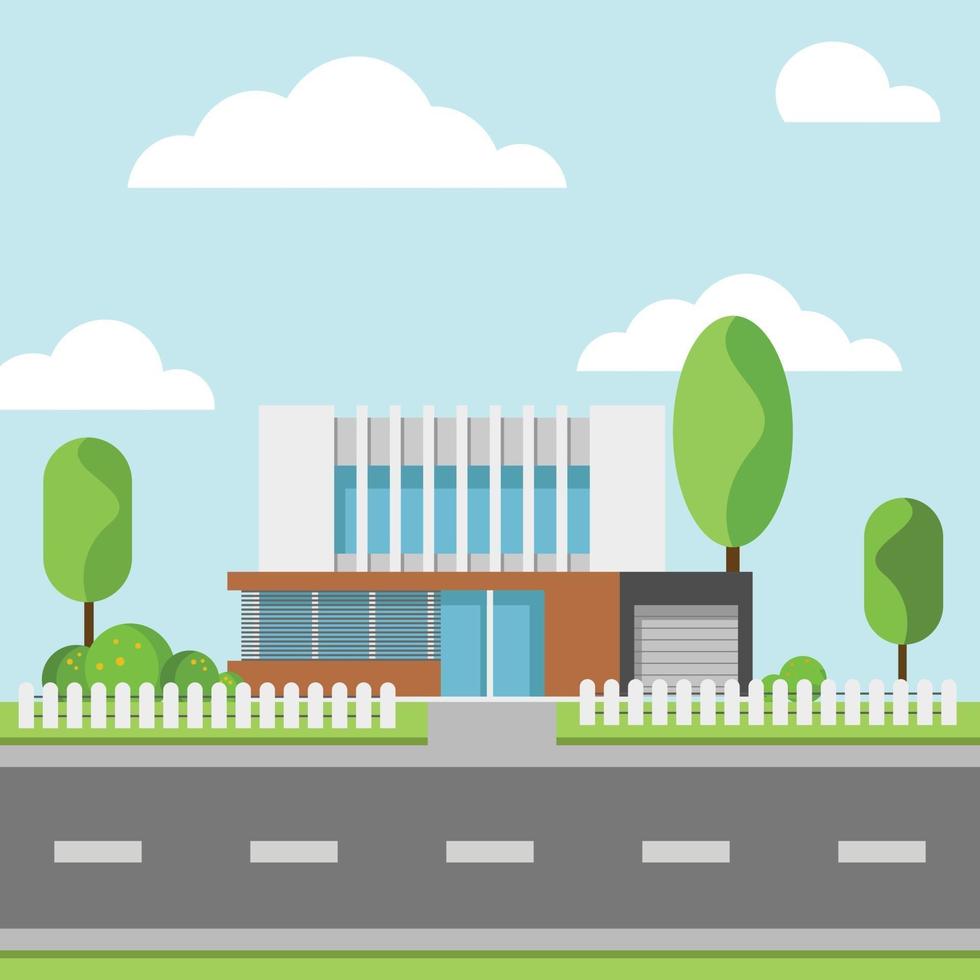 Modern houses with tree and clouds, Modern building and architecture. vector