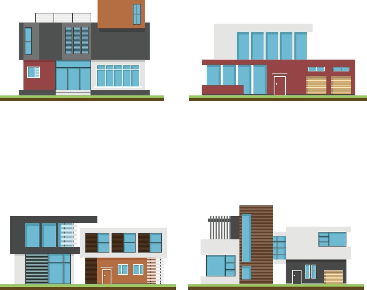 conjunto de casas y casas modernas, construcción y arquitectura modernas. vector