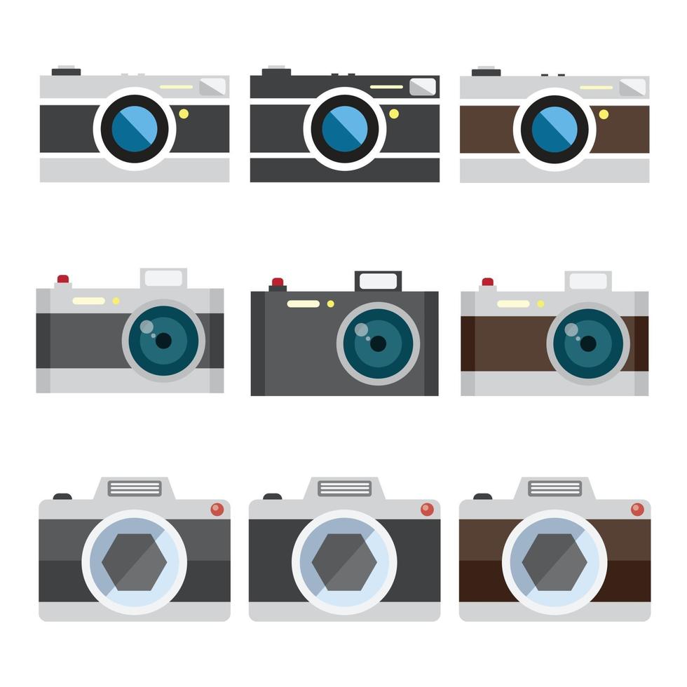 conjunto de cámara compacta y sin espejo, icono de cámara digital de vector. vector