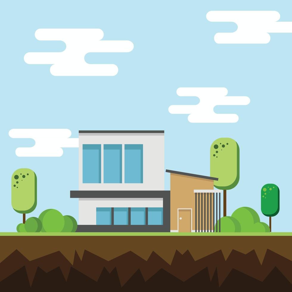 Modern houses with tree and clouds, Modern building and architecture. vector