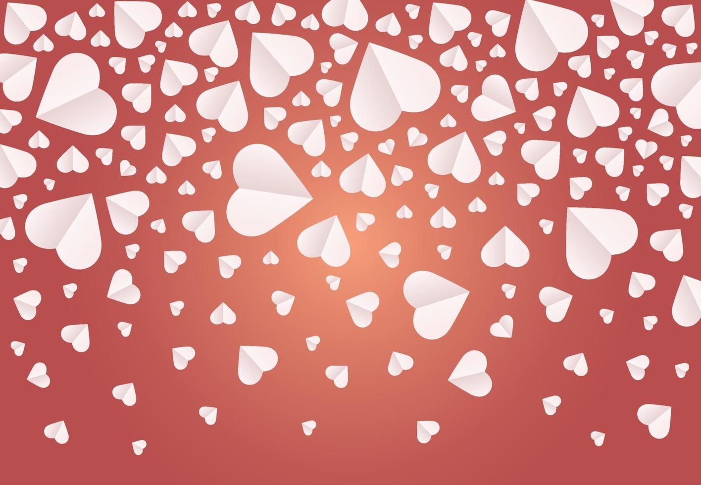 patrón, fondo del icono de corazones, papel de corazón cortado en el día de San Valentín. vector