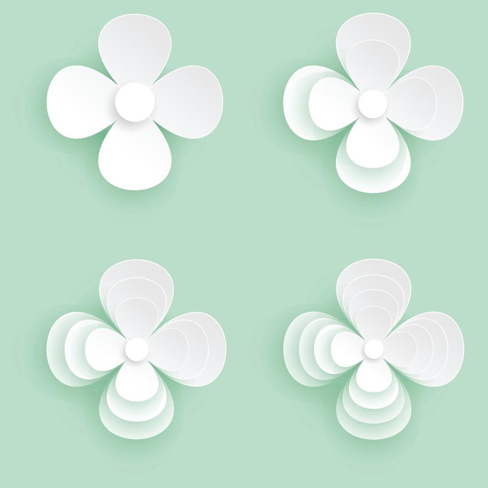 Paper cut flower icon, Flat design of white flower. vector