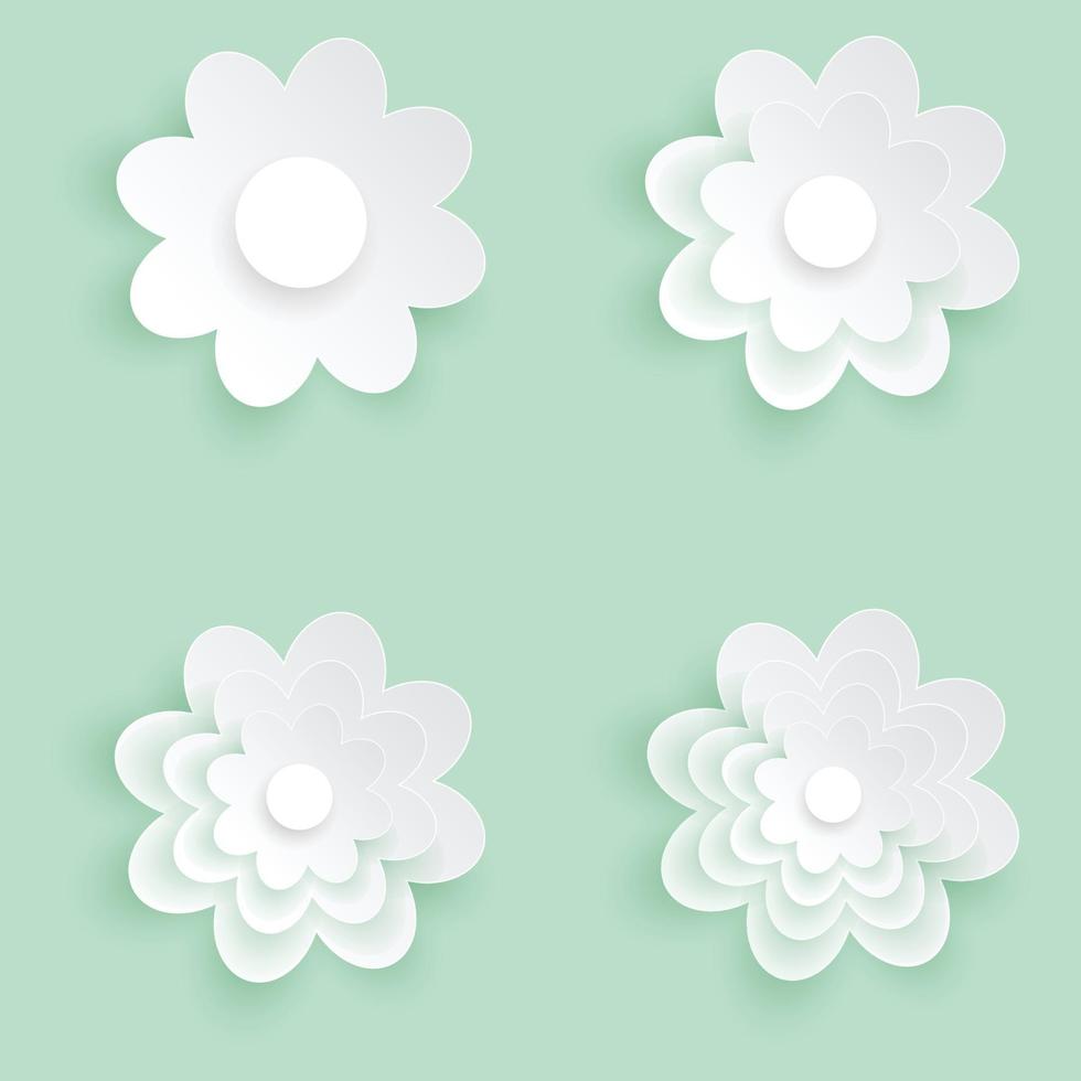 icono de flor de corte de papel, diseño plano de flor blanca. vector