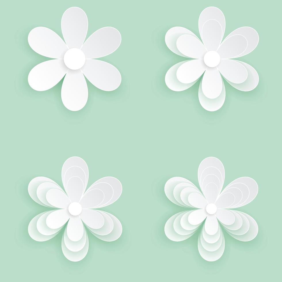 Paper cut flower icon, Flat design of white flower. vector