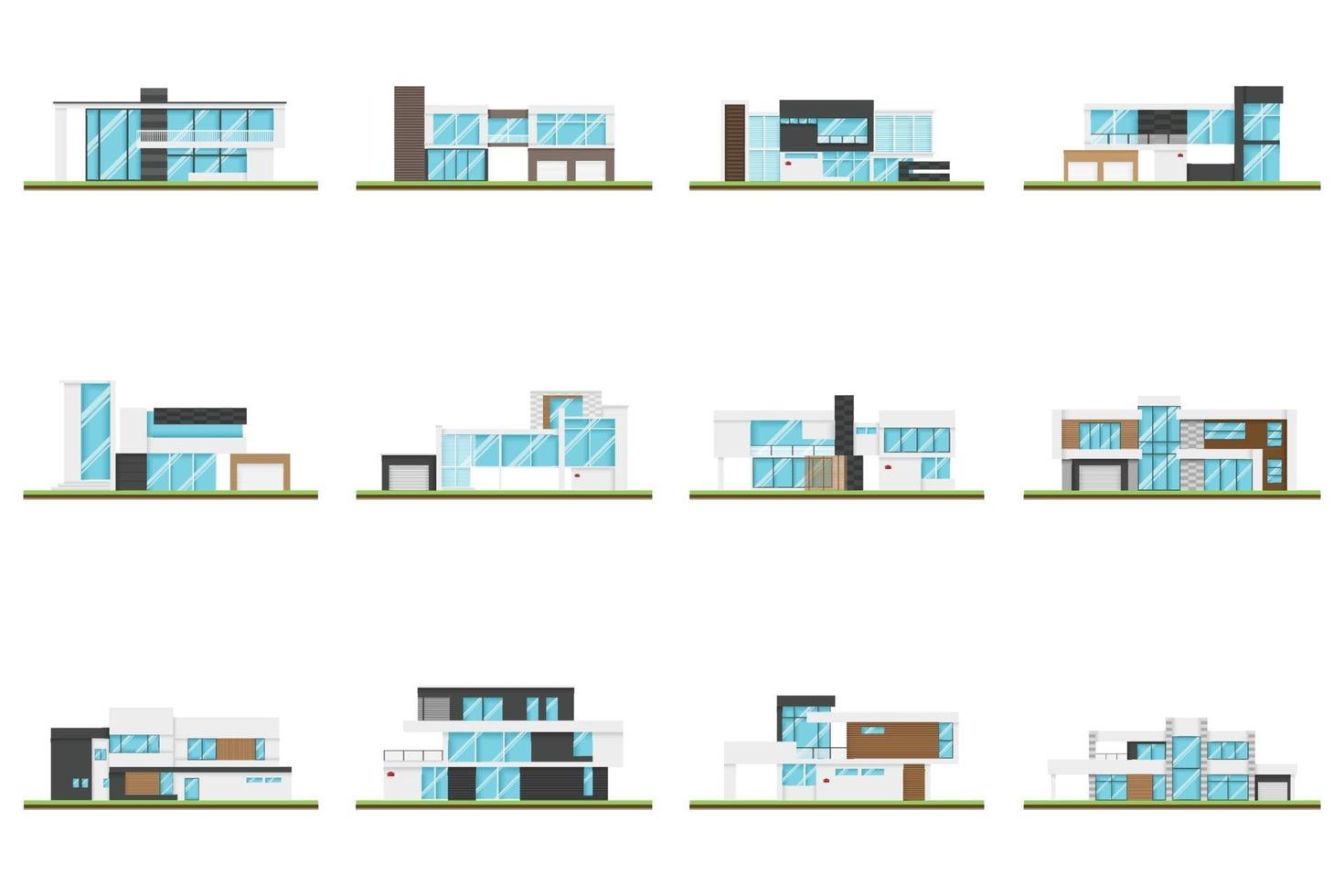 diseño plano de casas modernas, edificio moderno y arquitectura. vector