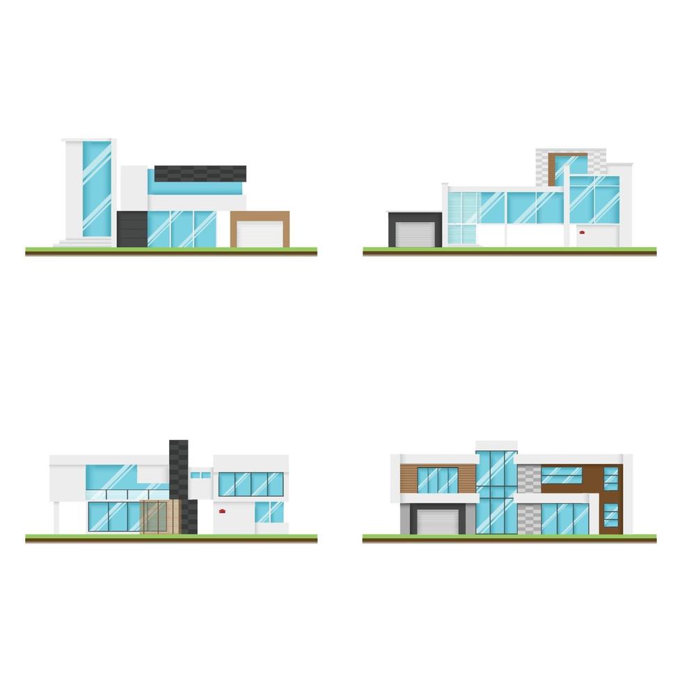 Flat design of modern houses, Modern building and architecture. vector