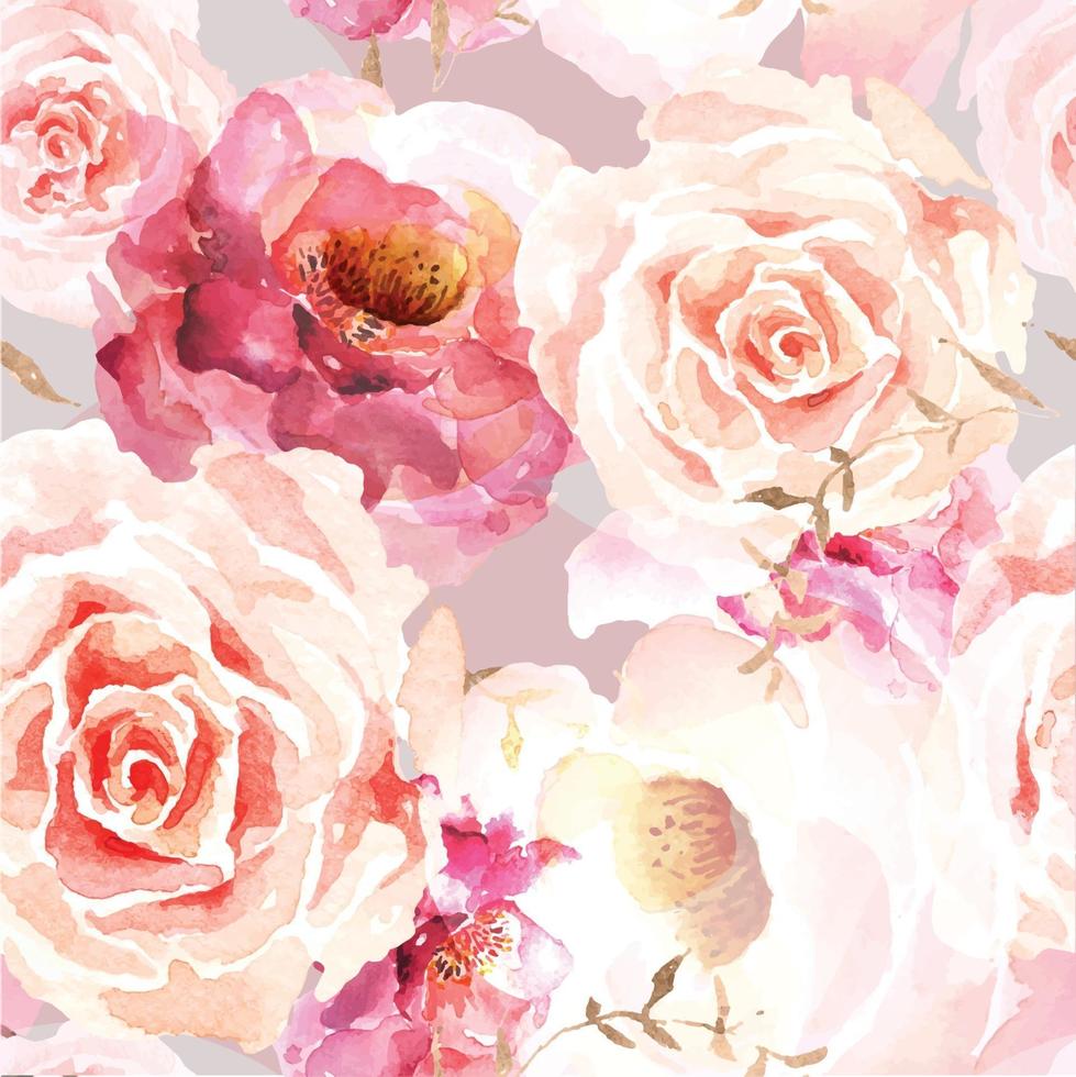 Rose seamless pattern with watercolor 19 vector