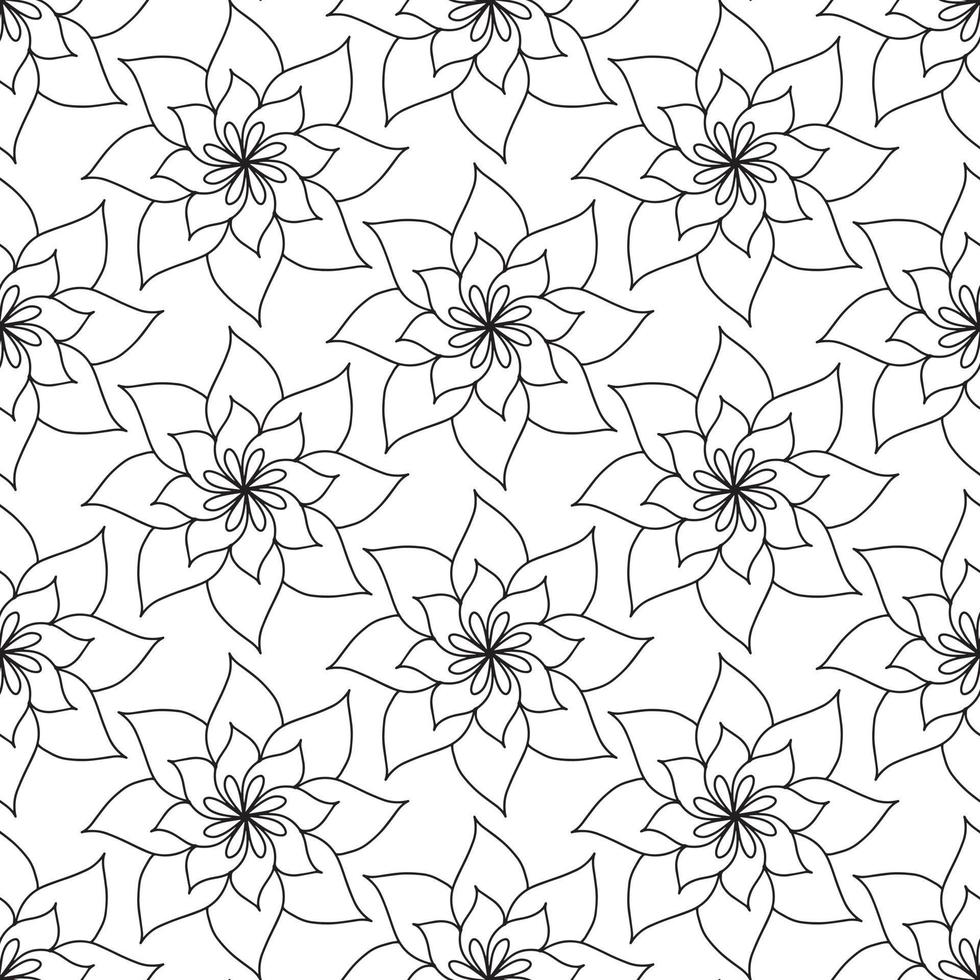 Abstract minimalist seamless pattern with hand drawn mandala flower vector