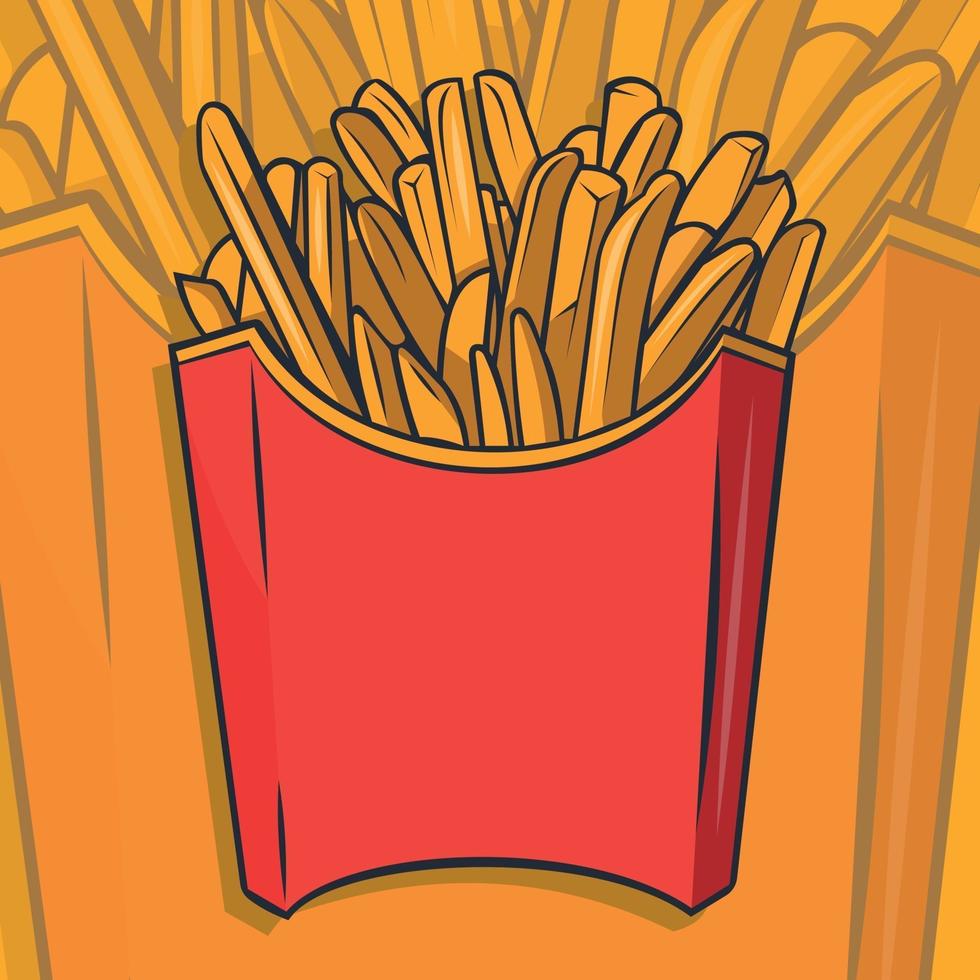 Sweet potato fries in paper box detailed vector icon
