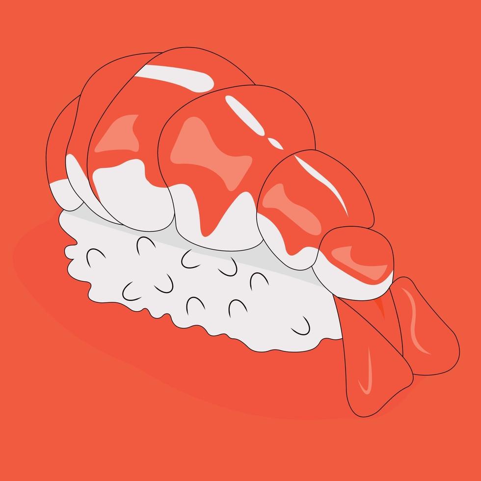 ilustración de icono de sushi de camarón inusual vector