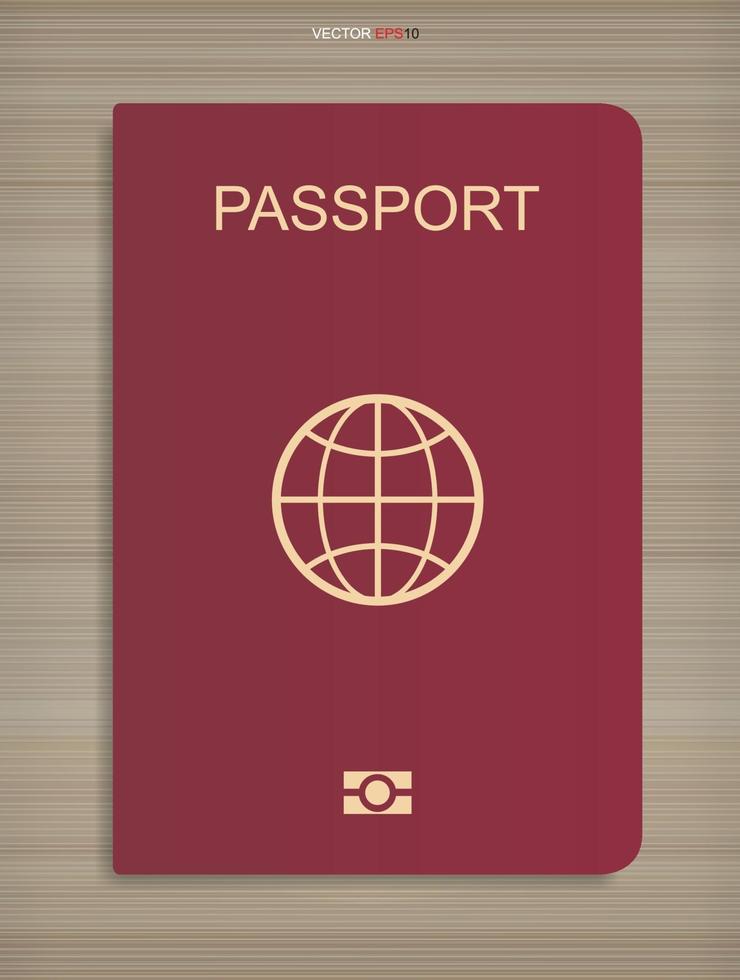 Passport book on wood texture background. Vector. vector