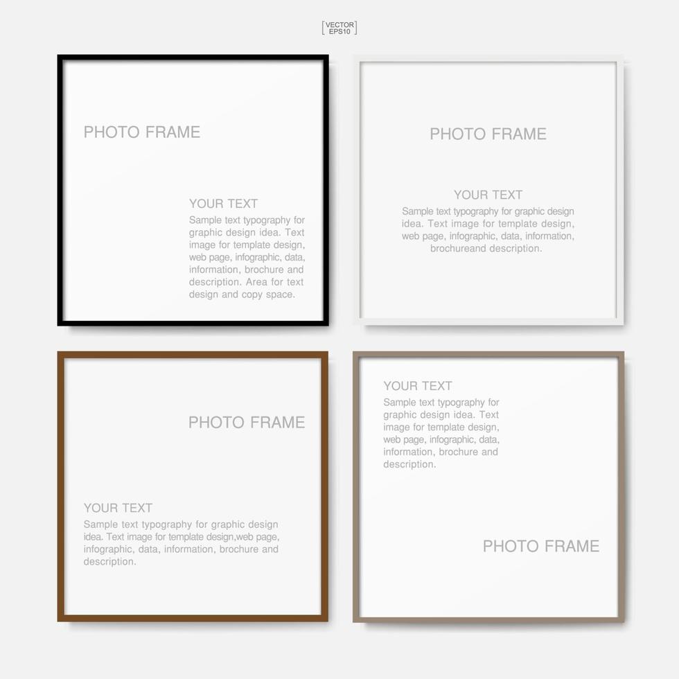 Wooden photo frame or picture frame for interior design. vector