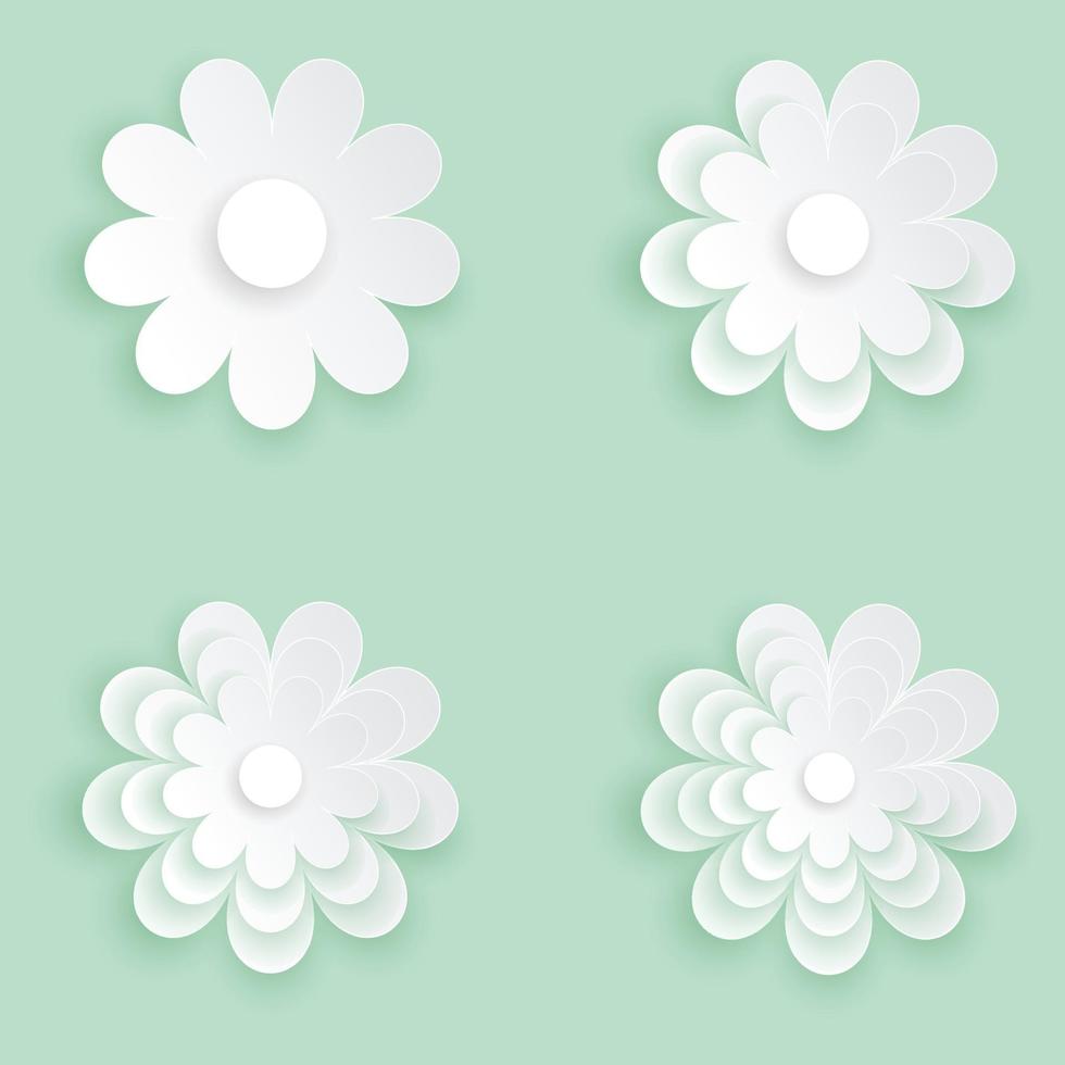 icono de flor de corte de papel, diseño plano de flor blanca. vector