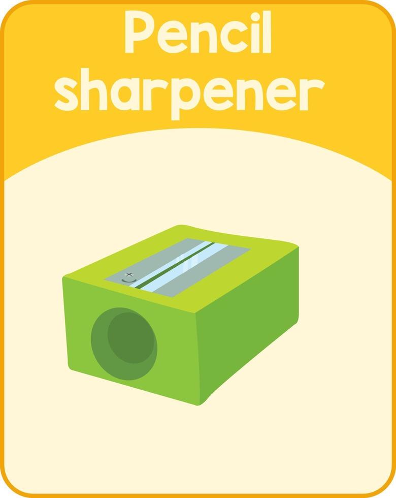 Educational English word card of sharpener vector