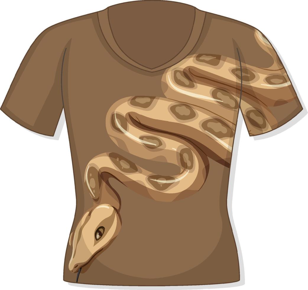 parte delantera de la camiseta con estampado de serpiente vector