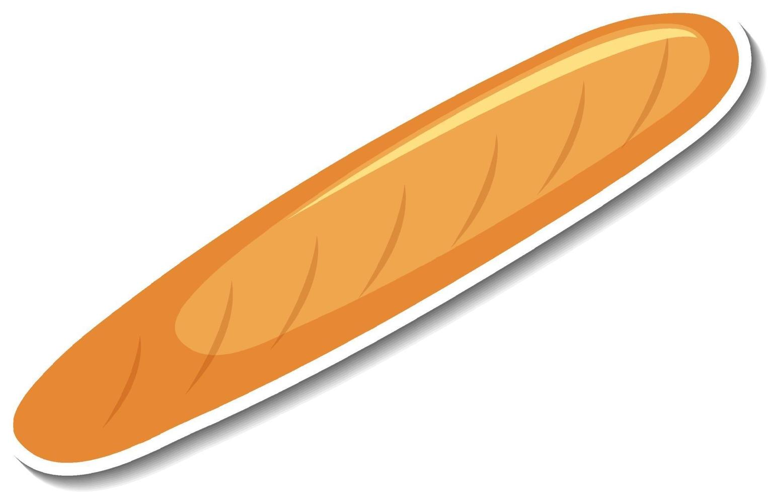 Pegatina de pan francés baguette sobre fondo blanco. vector