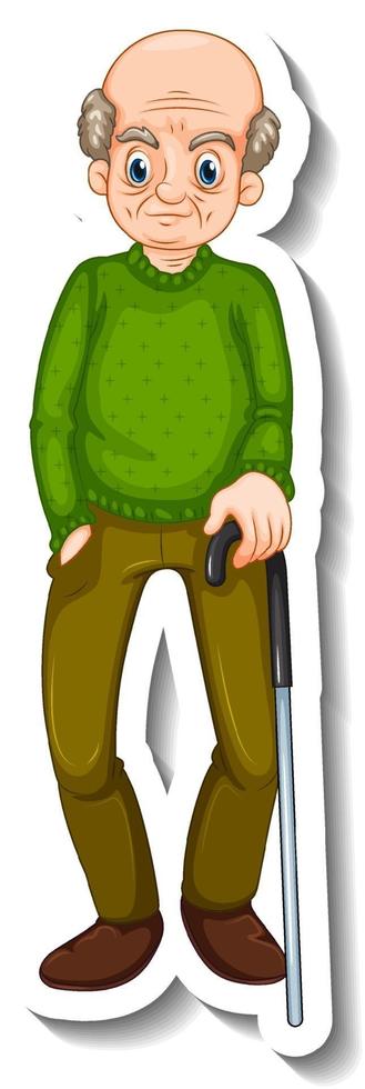 A sticker template with an old man in standing pose vector