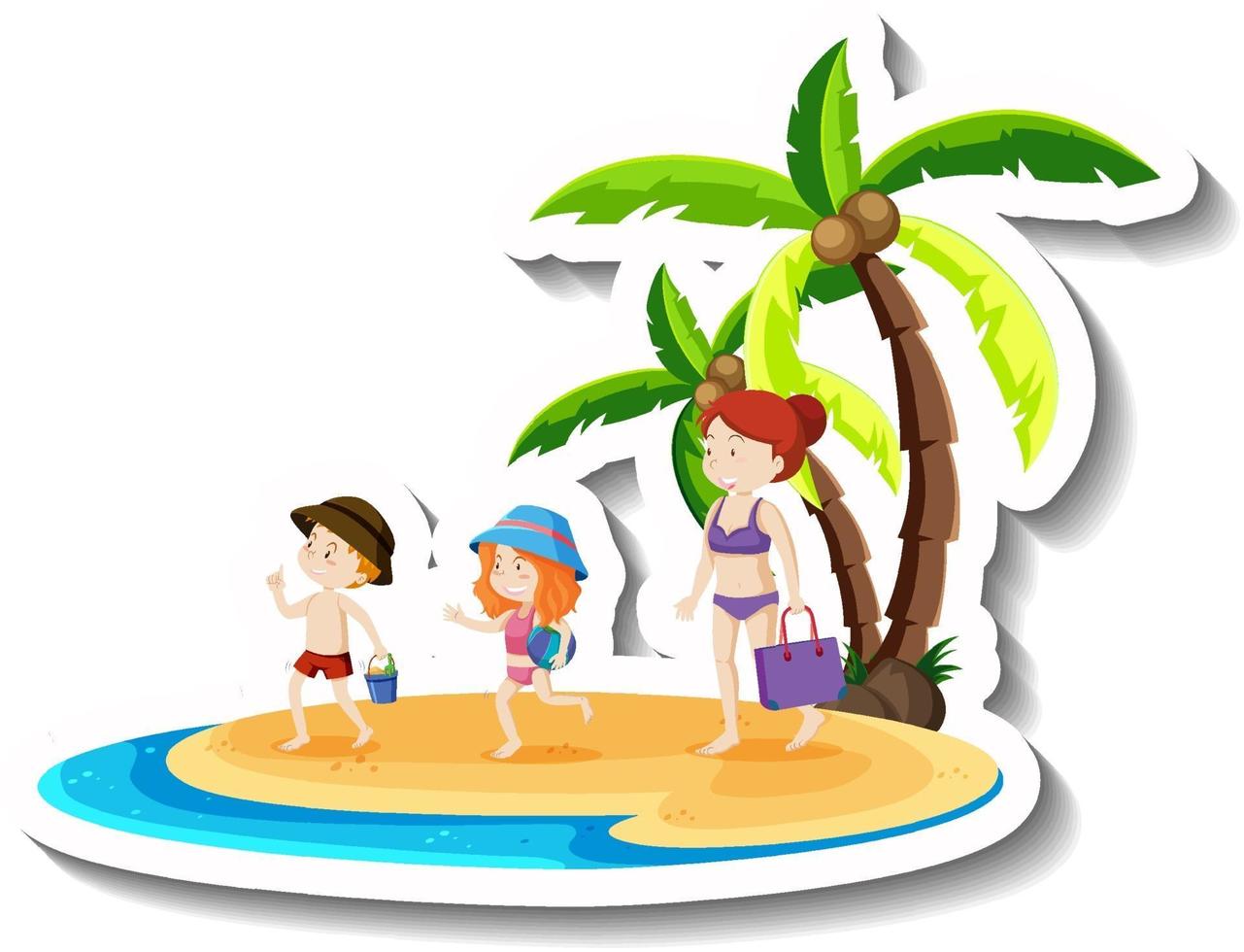 Happy family on vacation at the beach vector