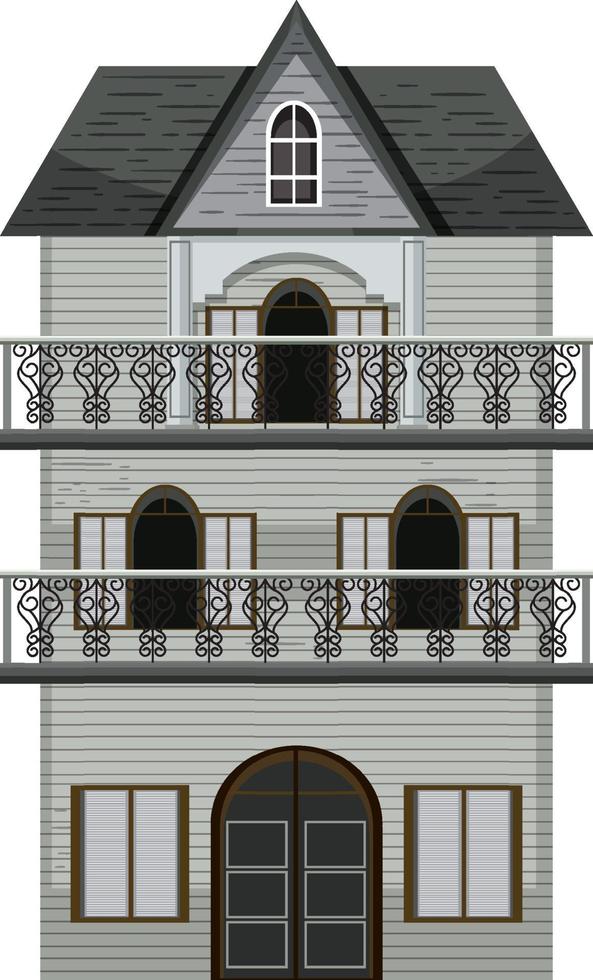 Isolated haunted mansion facade vector