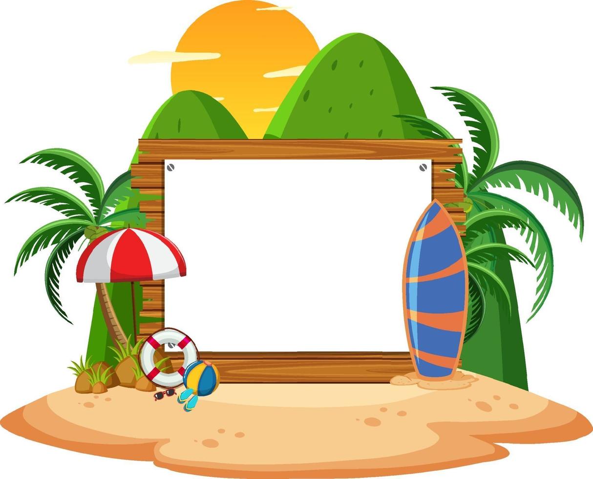 Plantilla de banner vacío con elemento de playa de verano aislado vector