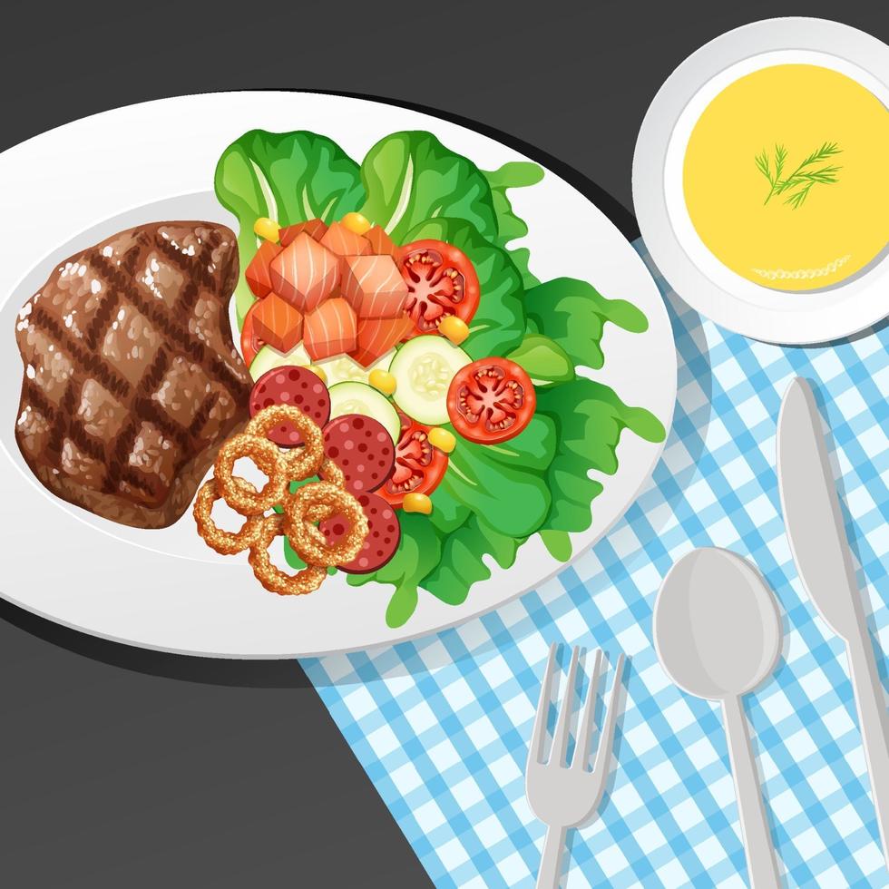 Healthy breakfast set on the table vector