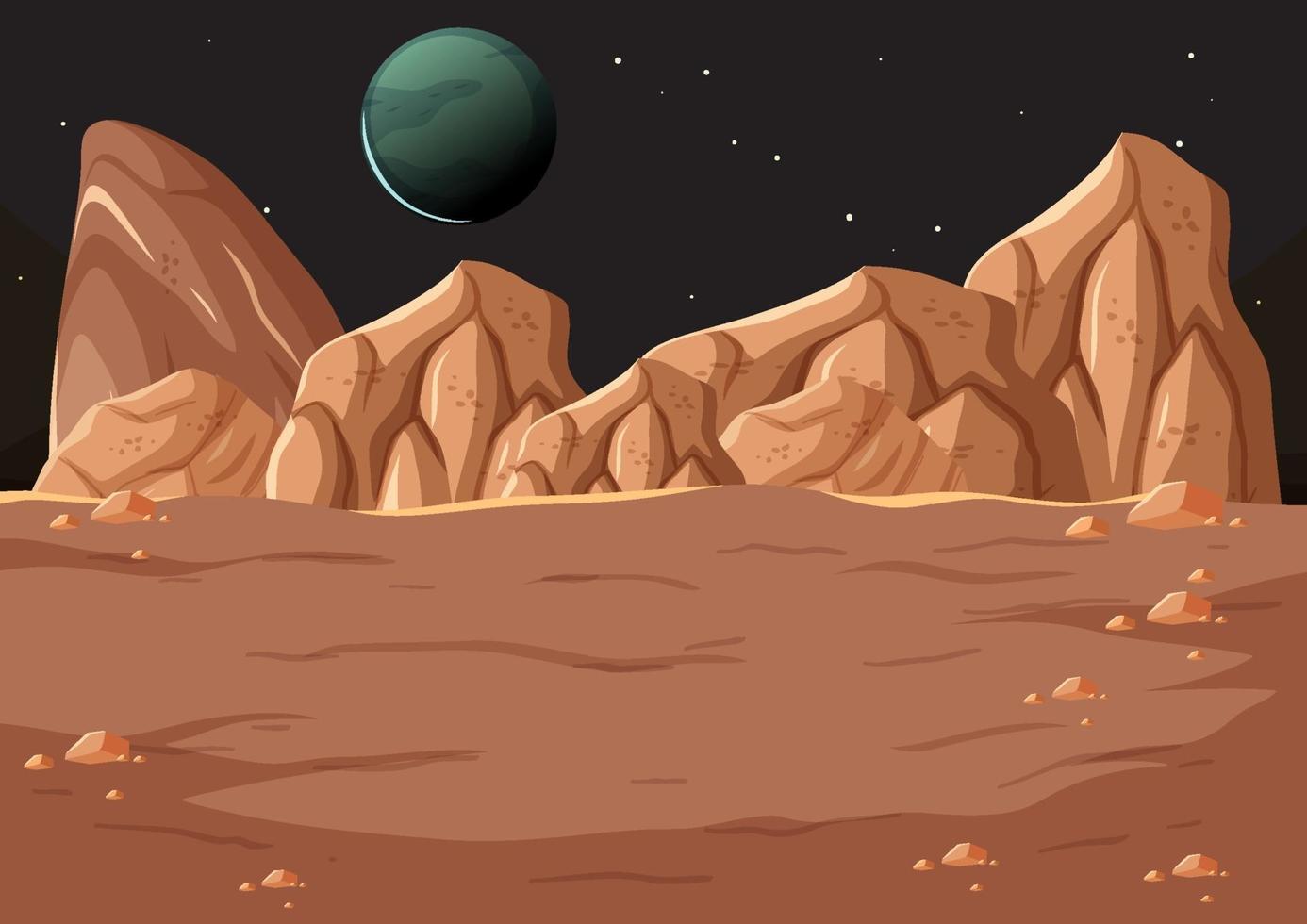 Outer space surface landscape with planet vector