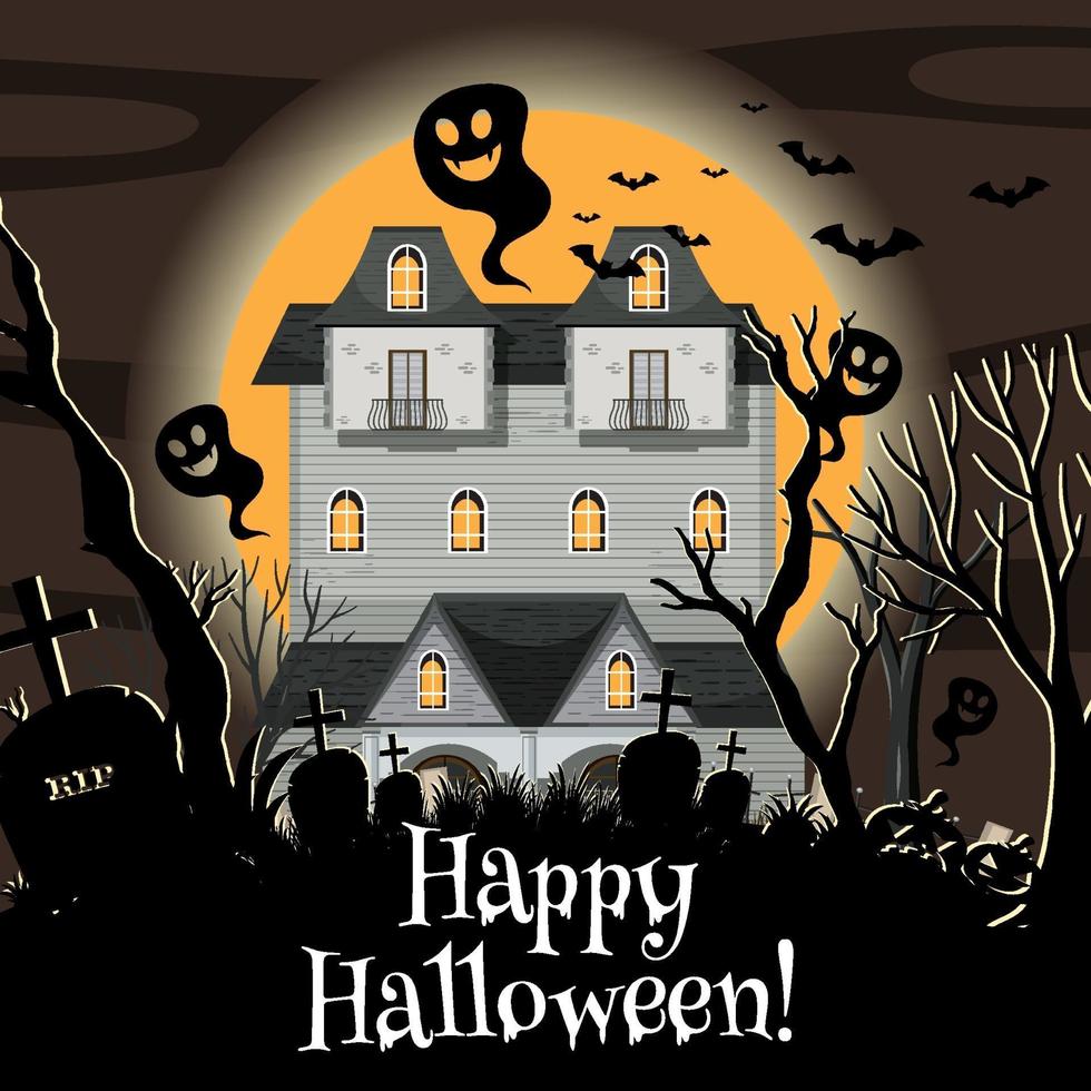 Happy Halloween with Haunted Mansion vector