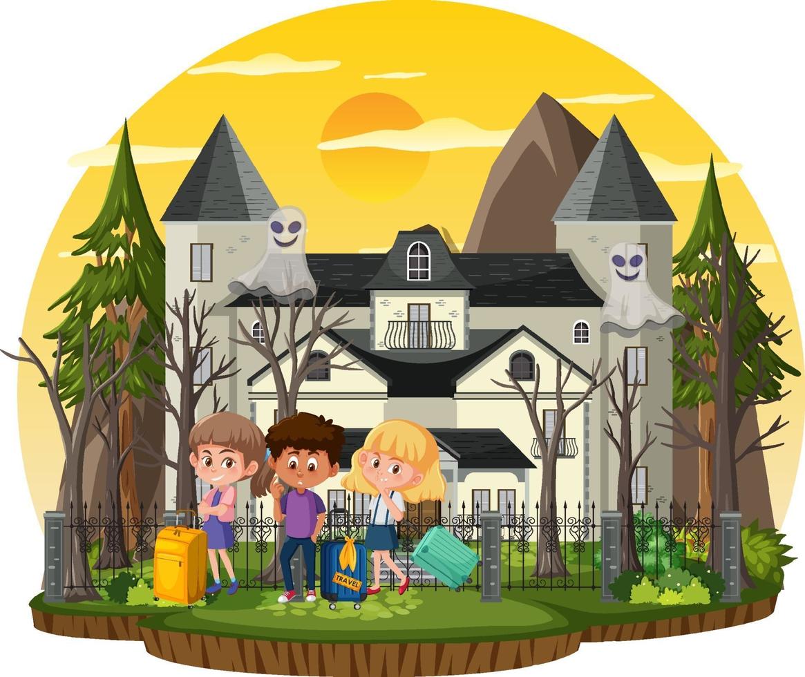 Haunted house at daytime scene vector