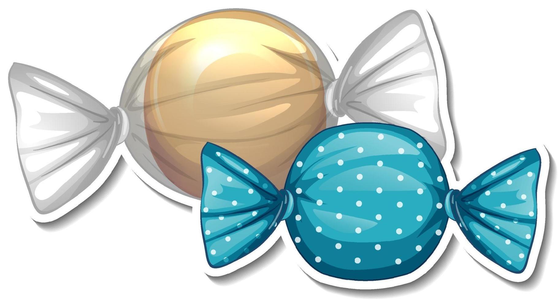 Wrapped sweet candies sticker on white background vector