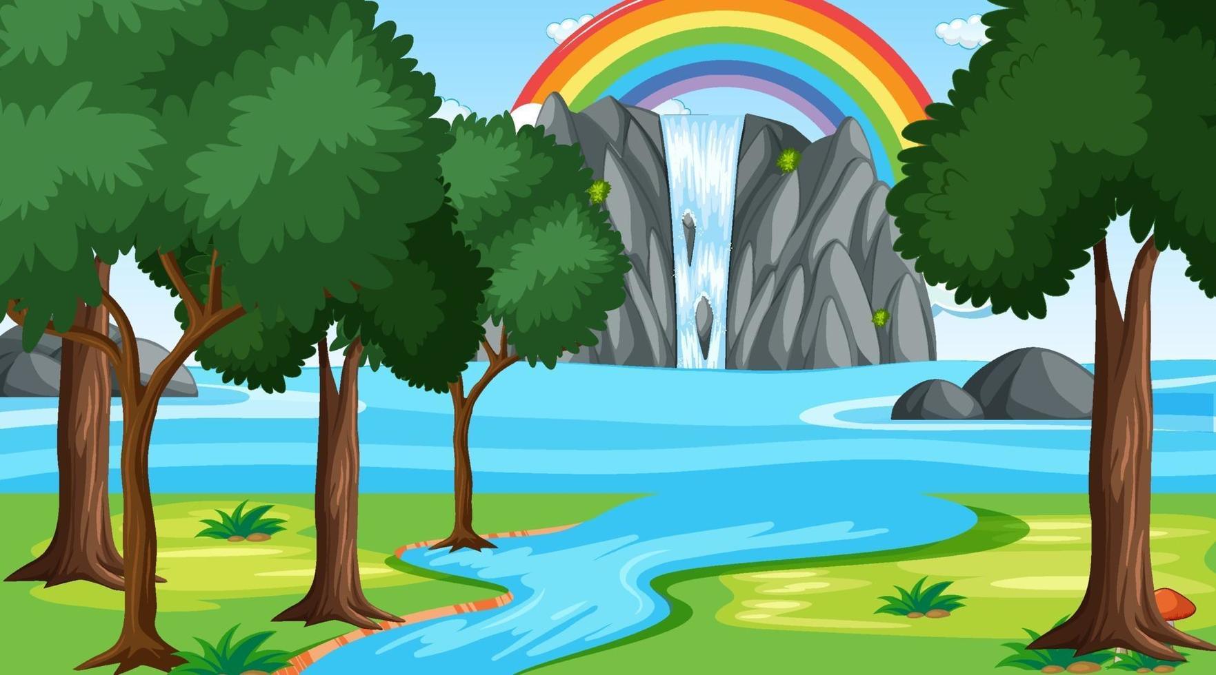 Nature scene background with waterfall vector