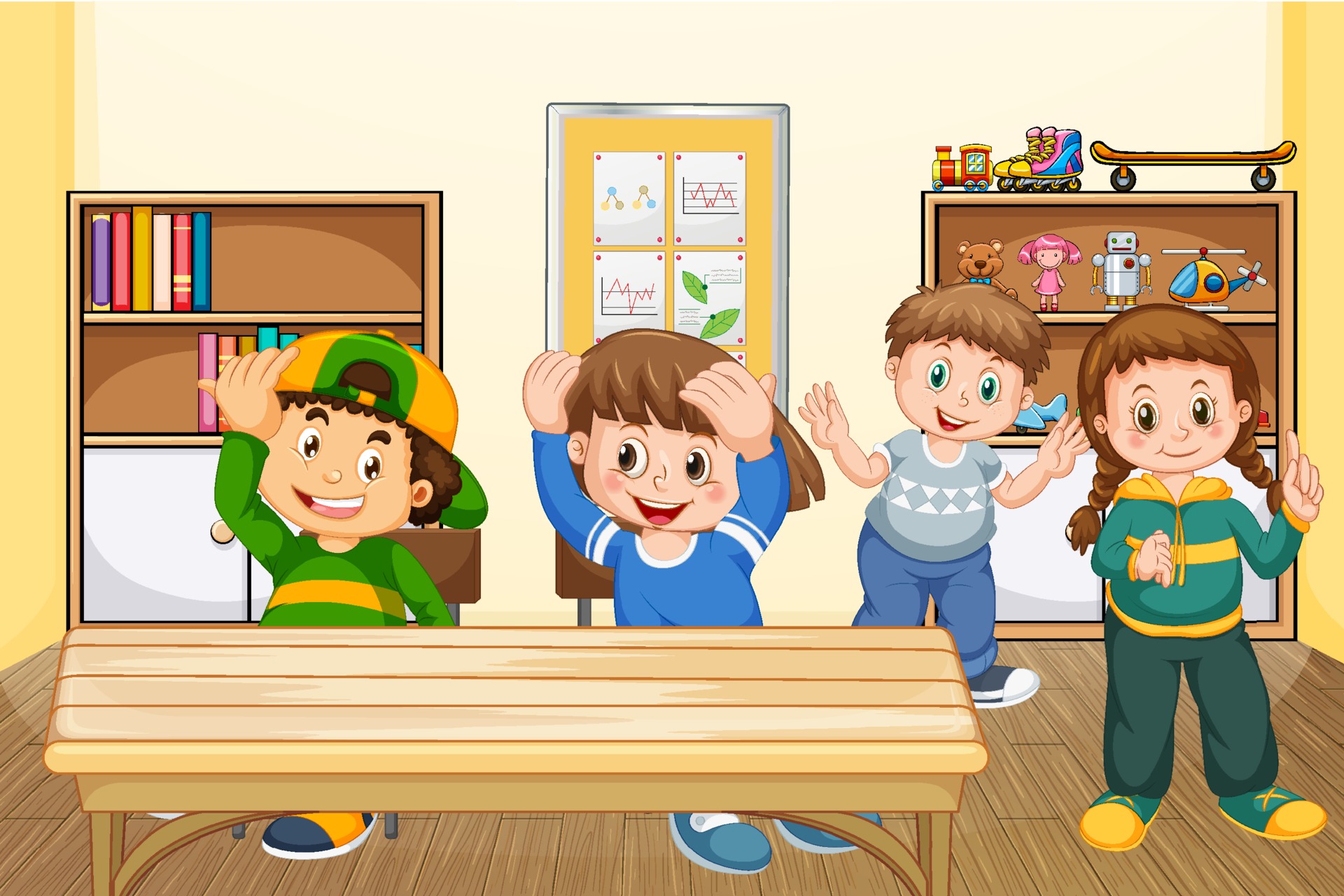 Students spending time during break time in the classroom 3223145