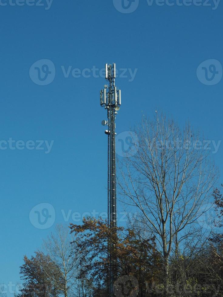 Cellular antenna tower and electronic radio transceiver equipment photo