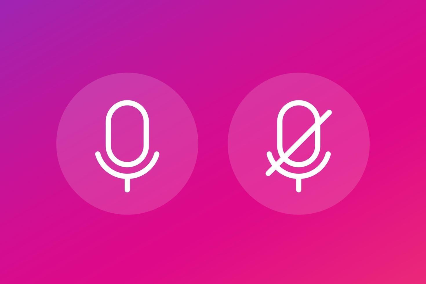 microphone off and on, line vector icons