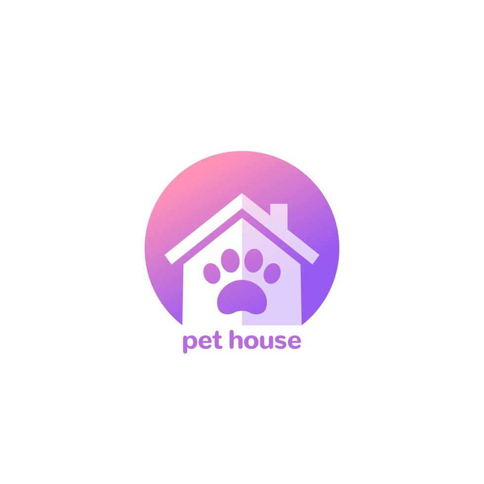 pet house logo, paw and home icon vector