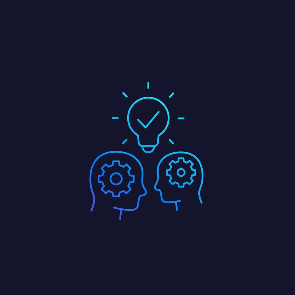 people with ideas, innovators and thinkers vector line icon