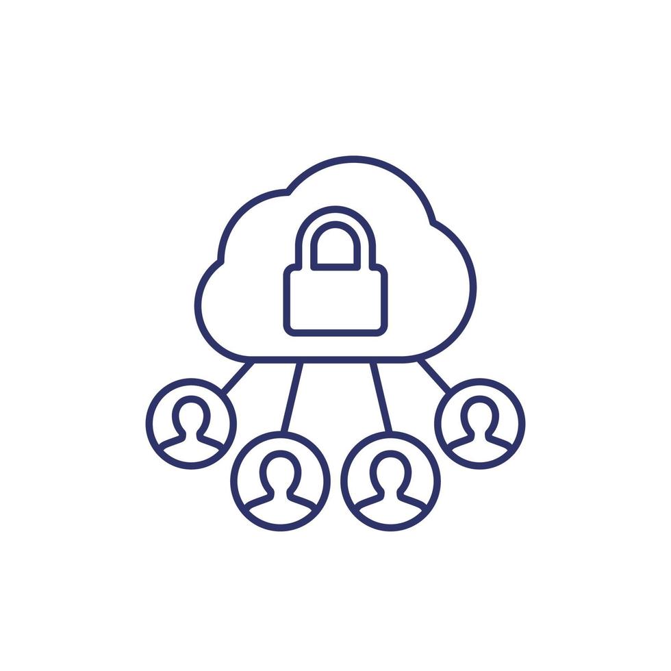 Personal data in cloud, privacy line icon vector