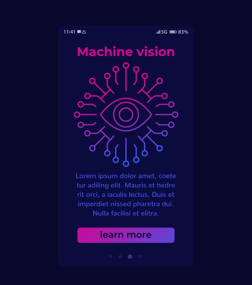 Machine vision vector banner with line icon