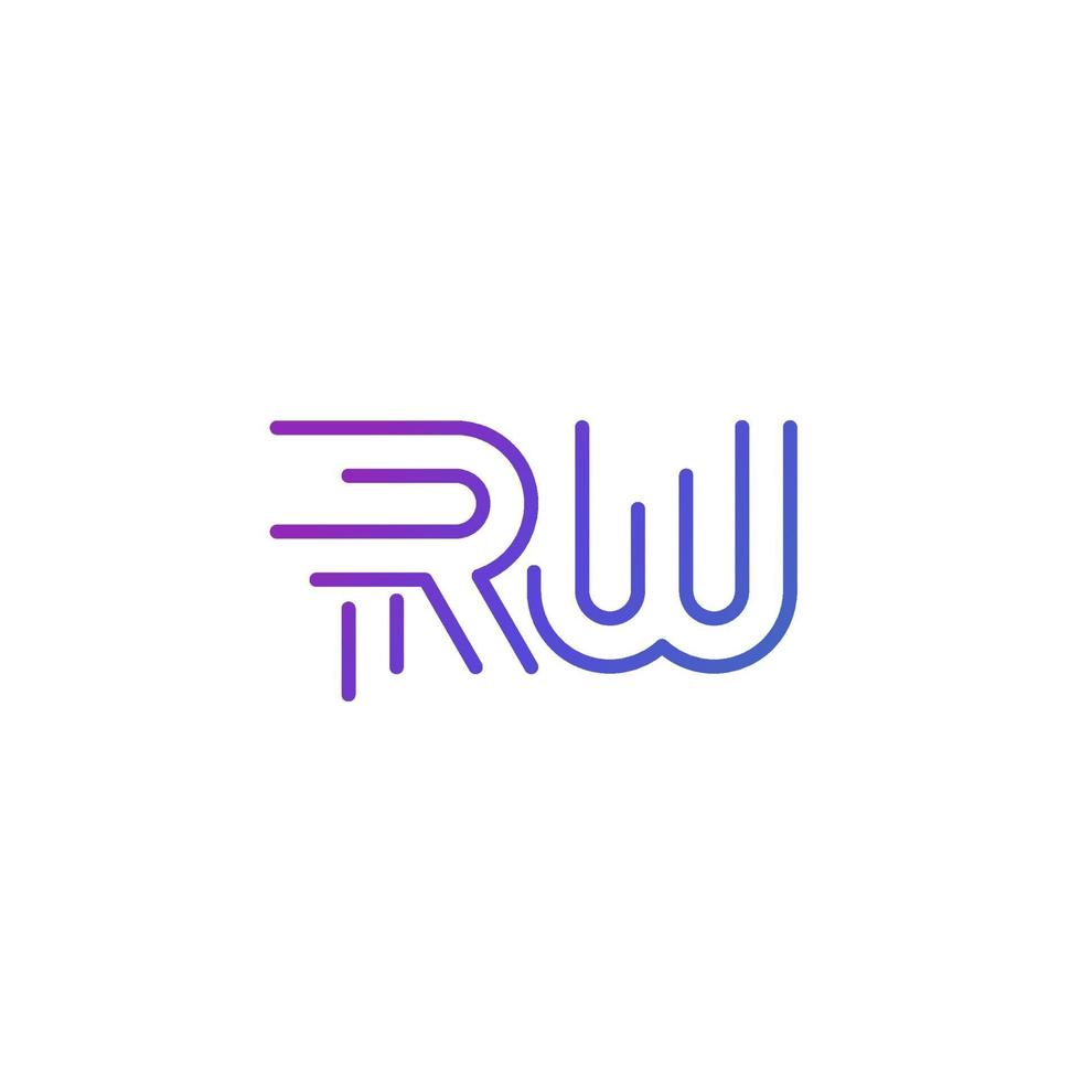 logotipo de letras rw, diseño de línea vector