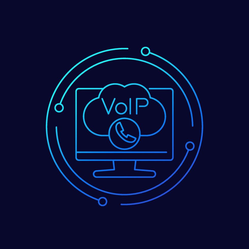 icono de vector de línea de llamada voip