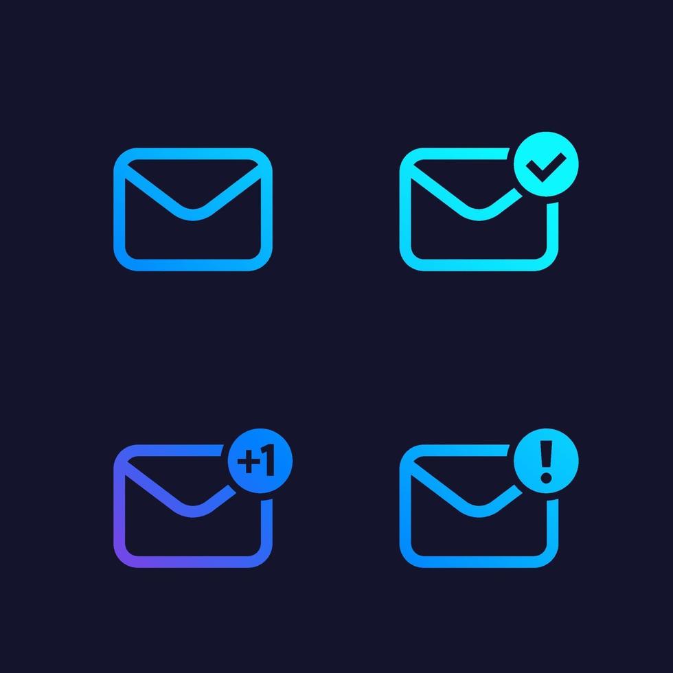 correo electrónico, bandeja de entrada, iconos de correo vector